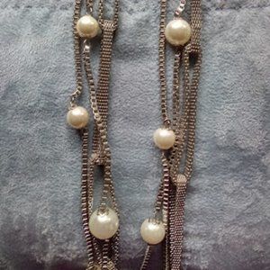 14 inches of silver chains and mega pearls